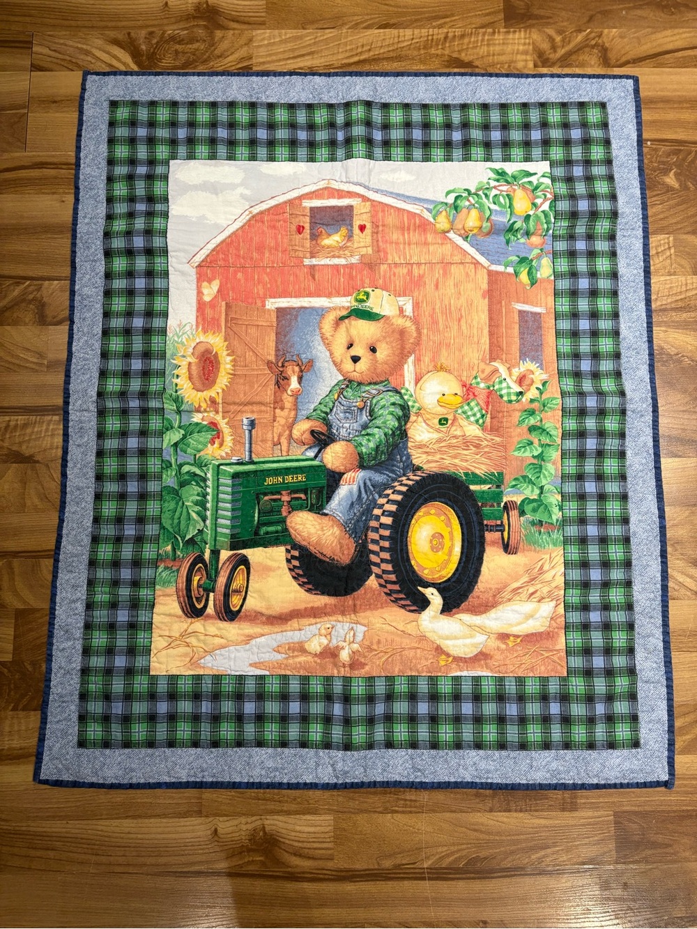John Deere Teddy Bear Baby Quilt Blanket Farm Animals Tractor
